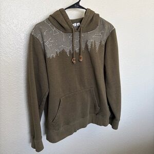 Tentree Constellation & Juniper Olive Green Hoodie Sweatshirt Size Large Women’s